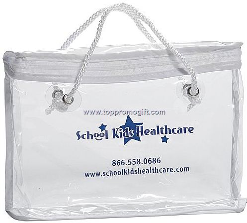 Clear Vinyl Zippered Tote Bag Clear Vinyl Zippered Tote Bag