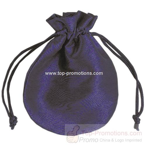 Round Navy Satin Pouch