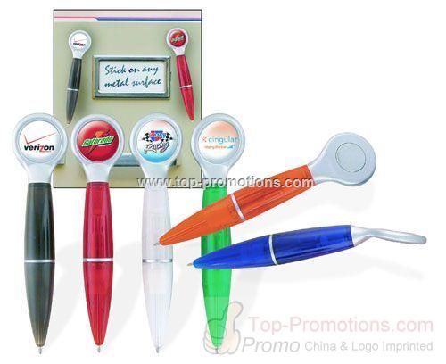 Plastic Ballpoint Pen with Round Magnet and DOMING Plastic Ballpoint Pen with Round Magnet and DOMING