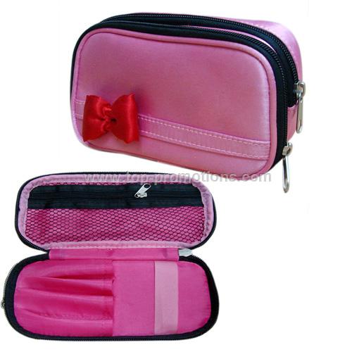 Satin material costmetic bag