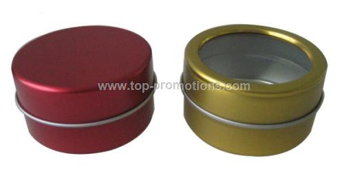 Small Round Tin Box with or without Clear Window Small Round Tin Box with or without Clear Window