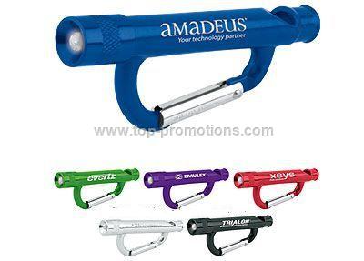 Carabiner with flashlight and whistle Carabiner with flashlight and whistle