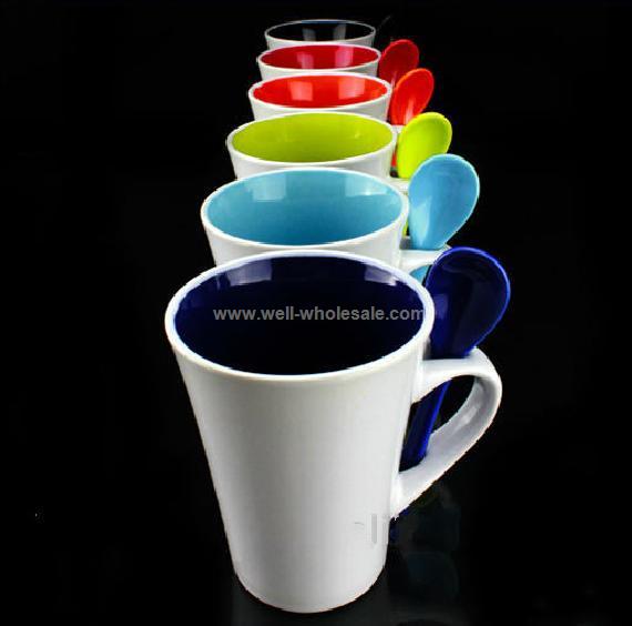10oz porcelain cup with spoon, ceramic mug spoon 10oz porcelain cup with spoon, ceramic mug spoon