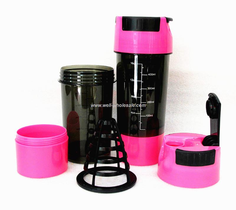 2015 Hot 3 in 1 Protein Cup Sports Water Bottle Pink 600ml Protein Shaker 2015 Hot 3 in 1 Protein Cup Sports Water Bottle Pink 600ml Protein Shaker