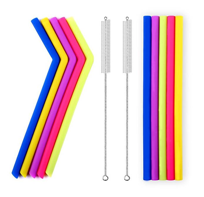 Wholesales food grade silicone straws with brushes sets Wholesales food grade silicone straws with brushes sets