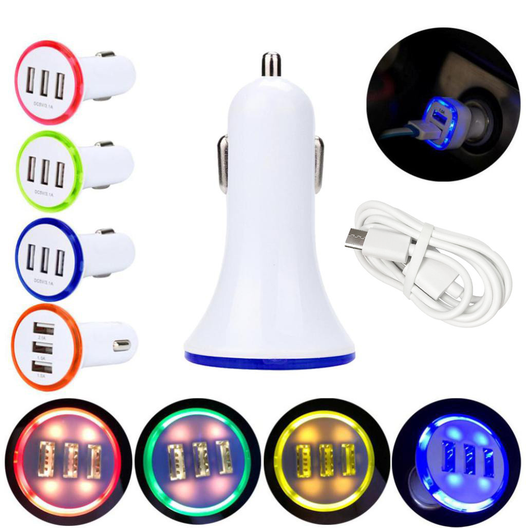 White Trend 3 Port Usb Car Fast Charger White Trend 3 Port Usb Car Fast Charger