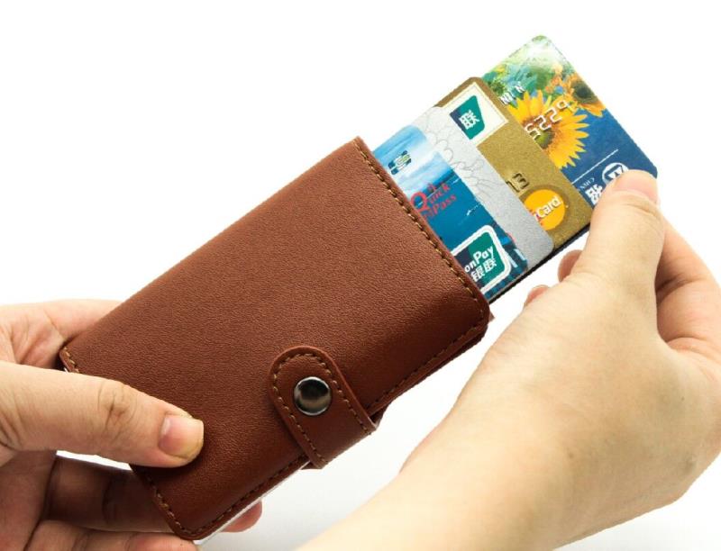 Aluminum Slim leather WITH meta Credit id Card Holder Aluminum Slim leather WITH meta Credit id Card Holder
