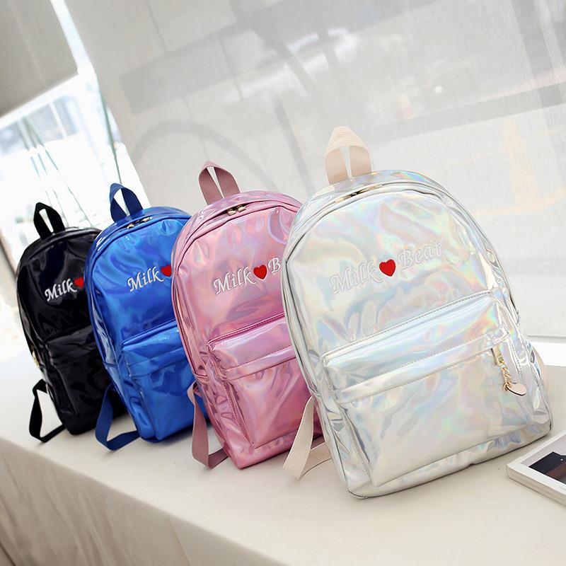 Fashion Women Backpack Silver Laser Hologram Shoulder PU School Bag Fashion Women Backpack Silver Laser Hologram Shoulder PU School Bag