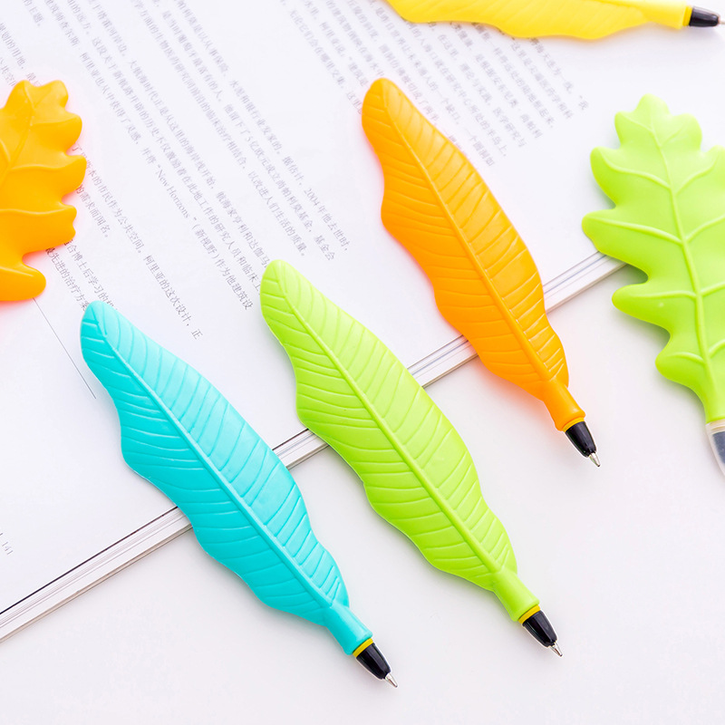 Custom rubber grass leaf pen shaped ball point pen with silk printing Custom rubber grass leaf pen shaped ball point pen with silk printing