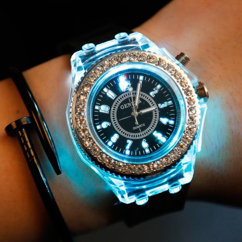 Women Men Sports Wrist Watch Luminous Led Quartz Analog Geneva Brand Fashion Diamond Silicone Watch Women Men Sports Wrist Watch Luminous Led Quartz Analog Geneva Brand Fashion Diamond Silicone Watch