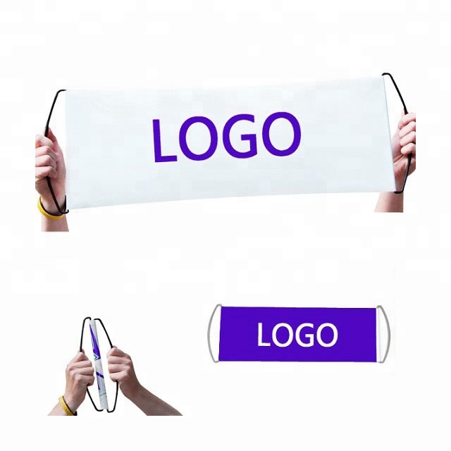 custom promotional hand held self rolling banner hand retractable banner fan banner