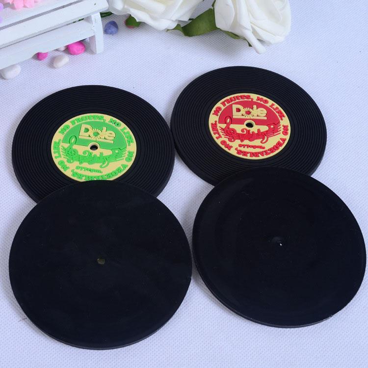 Manufacture record CD cup coaster custom soft pvc coaster Manufacture record CD cup coaster custom soft pvc coaster