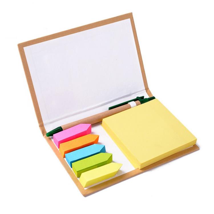 eco-friendly Kraft paper/PU/PVC cover sticky note pad with pen set eco-friendly Kraft paper/PU/PVC cover sticky note pad with pen set