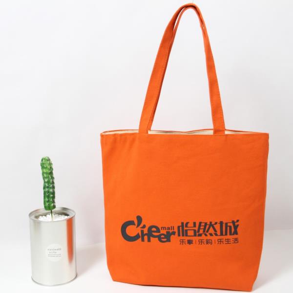 Wholesale custom zipper organic cotton canvas tote shopping bag with black logo Wholesale custom zipper organic cotton canvas tote shopping bag with black logo
