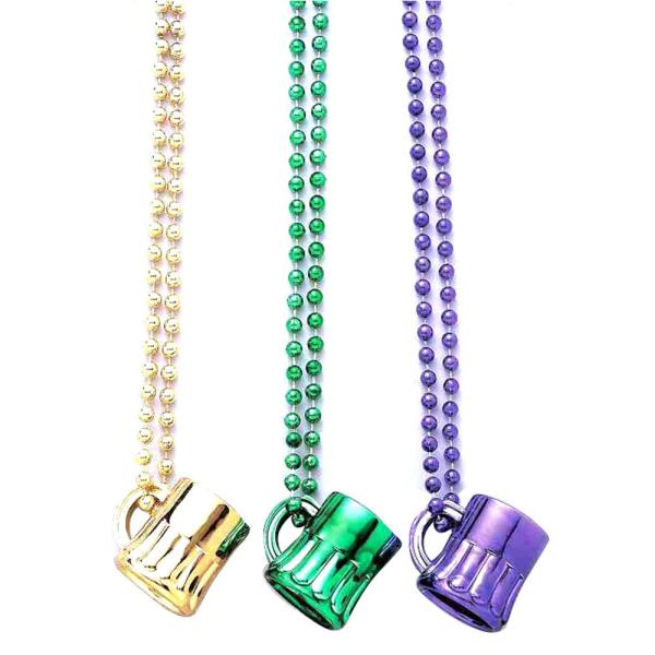 Carnival Mardi Gras Plastic Beads Necklace with Short Glass Carnival Mardi Gras Plastic Beads Necklace with Short Glass