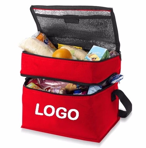 Double Compartment Polyester Insulated Lunch Cooler Bag Double Compartment Polyester Insulated Lunch Cooler Bag