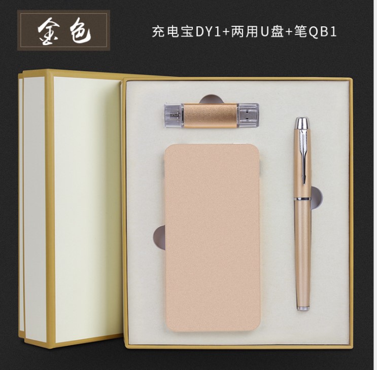 Custom Design Ballpoint Pen USB Flash Drive power bank Set