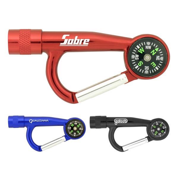 Aluminium mini carabiner LED Flashlight/Torch/hand light with compass Aluminium mini carabiner LED Flashlight/Torch/hand light with compass
