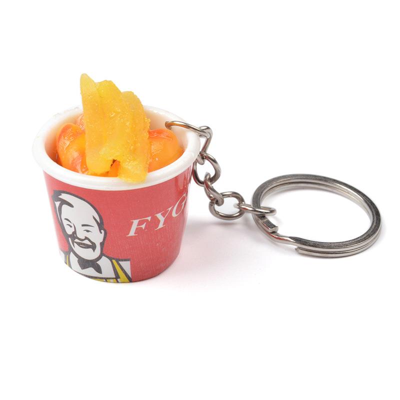 Creative simulation KFC kfc family bucket food keychain car key keychain Creative simulation KFC kfc family bucket food keychain car key keychain