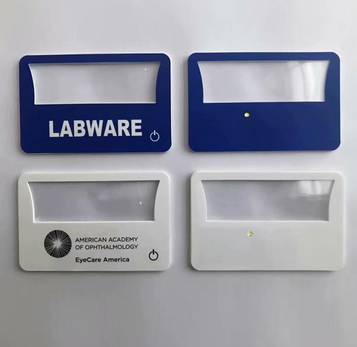 PP plastic bedtime reading led light business card magnifier in PVC pouch PP plastic bedtime reading led light business card magnifier in PVC pouch