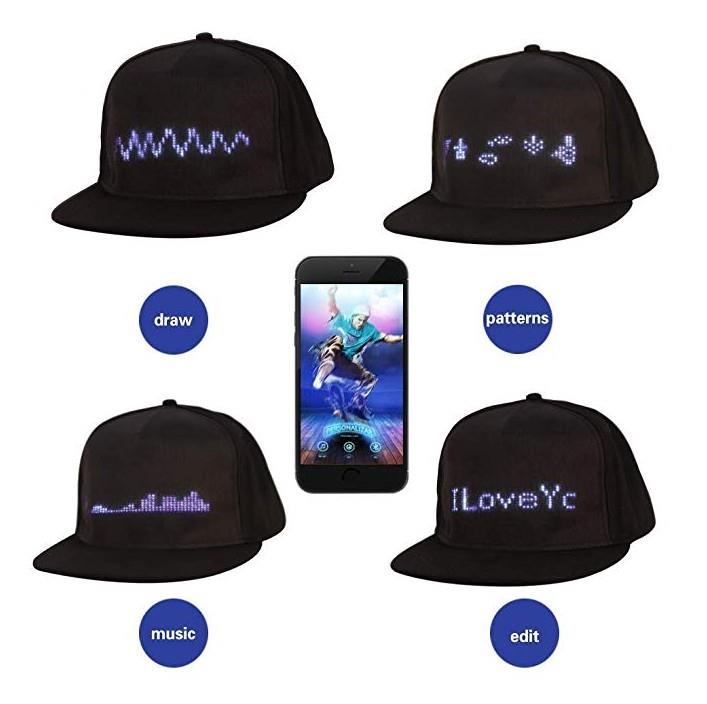 LED Hat Mobile APP Controlled Display Words Flat baseball LED Hat Mobile APP Controlled Display Words Flat baseball